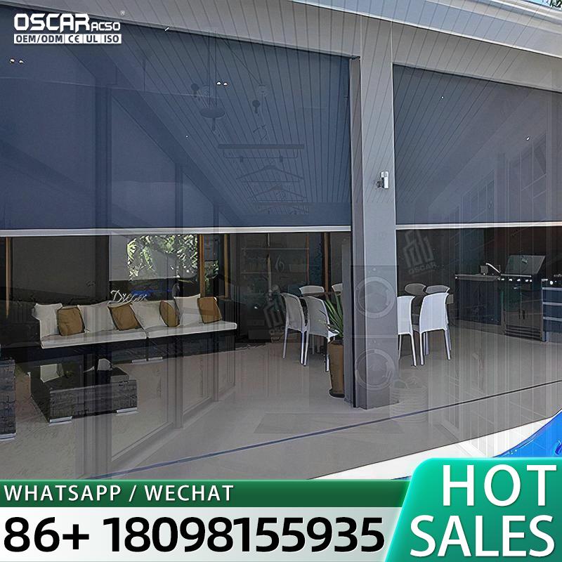 Outdoor Power Roller Shades - Auvent de tonnelle extérieur blanc en