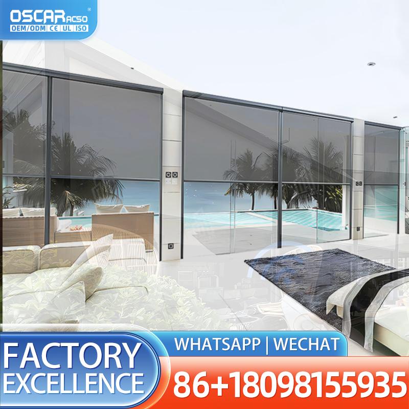 Outdoor Power Roller Shades - Stores verticaux électriques enrouleurs, résistants au