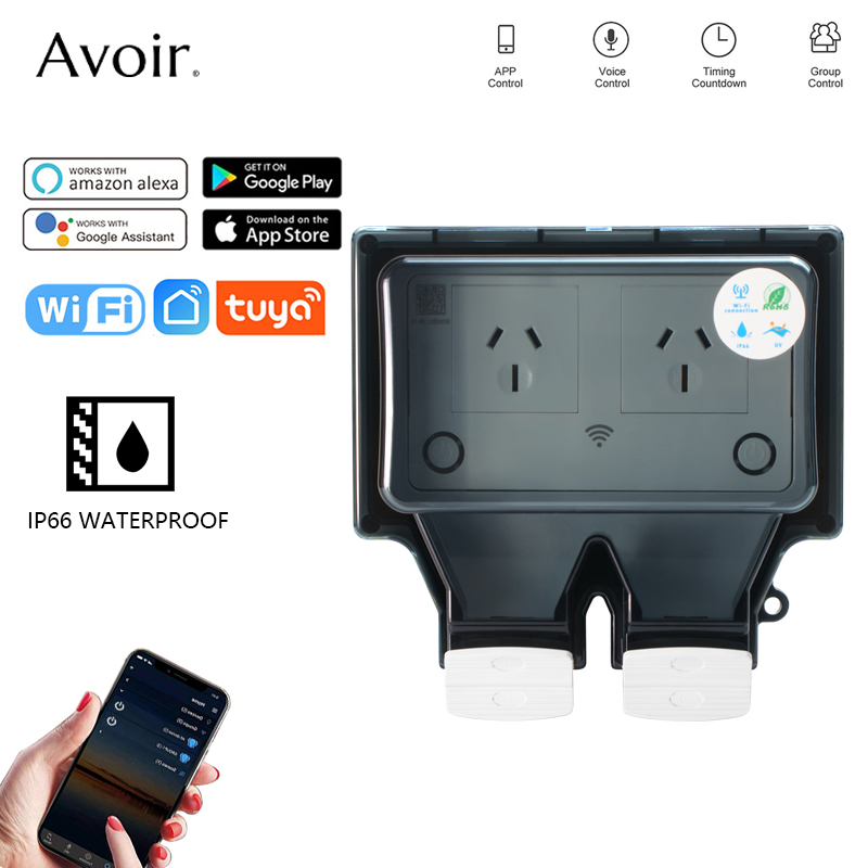 Outdoor Power Inlet Box - Avoir-Prise électrique étanche Tuya avec minuterie,